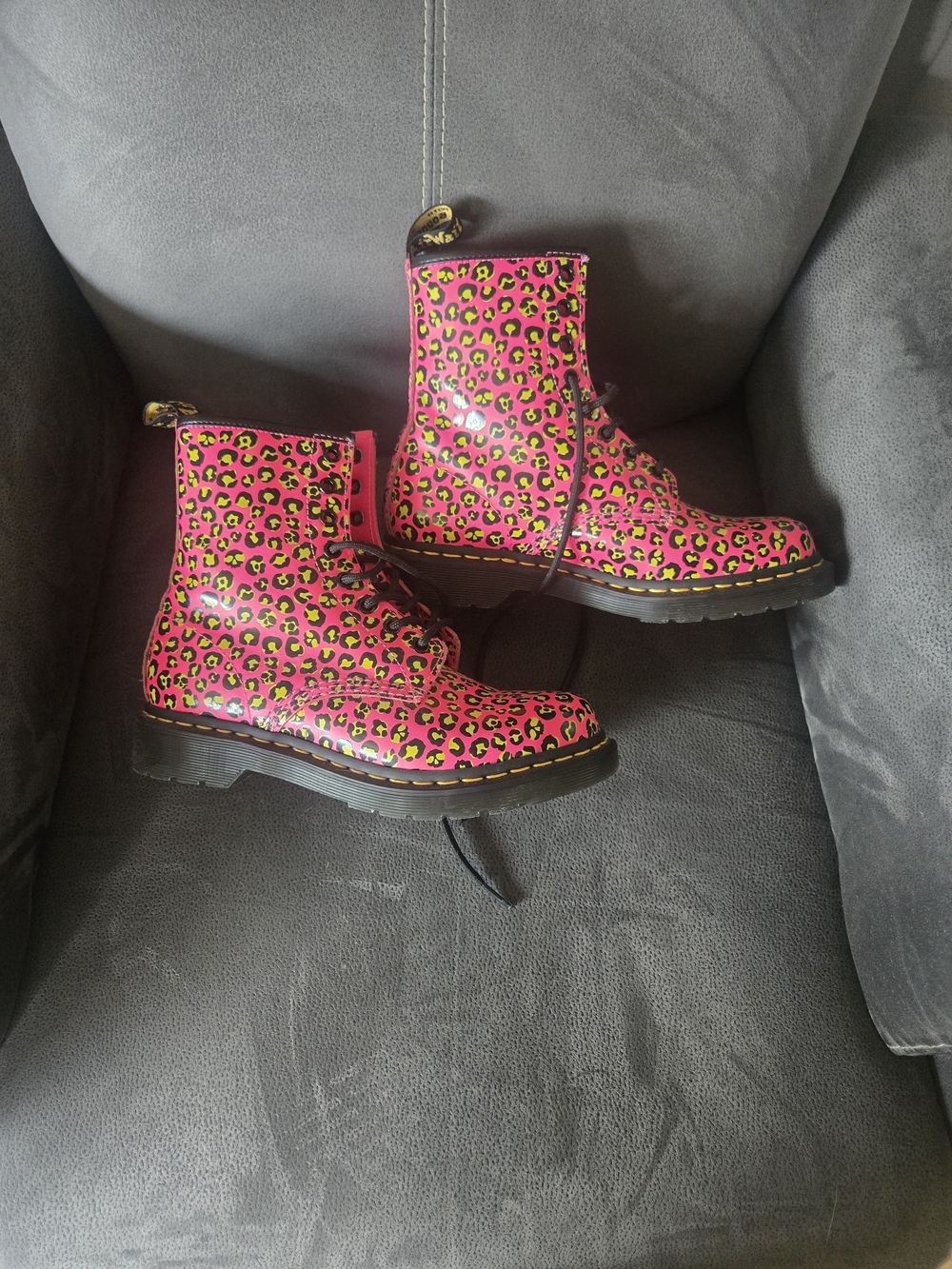 Dr. Martens Women’s Pink Leopard Print Lace-Up Boots